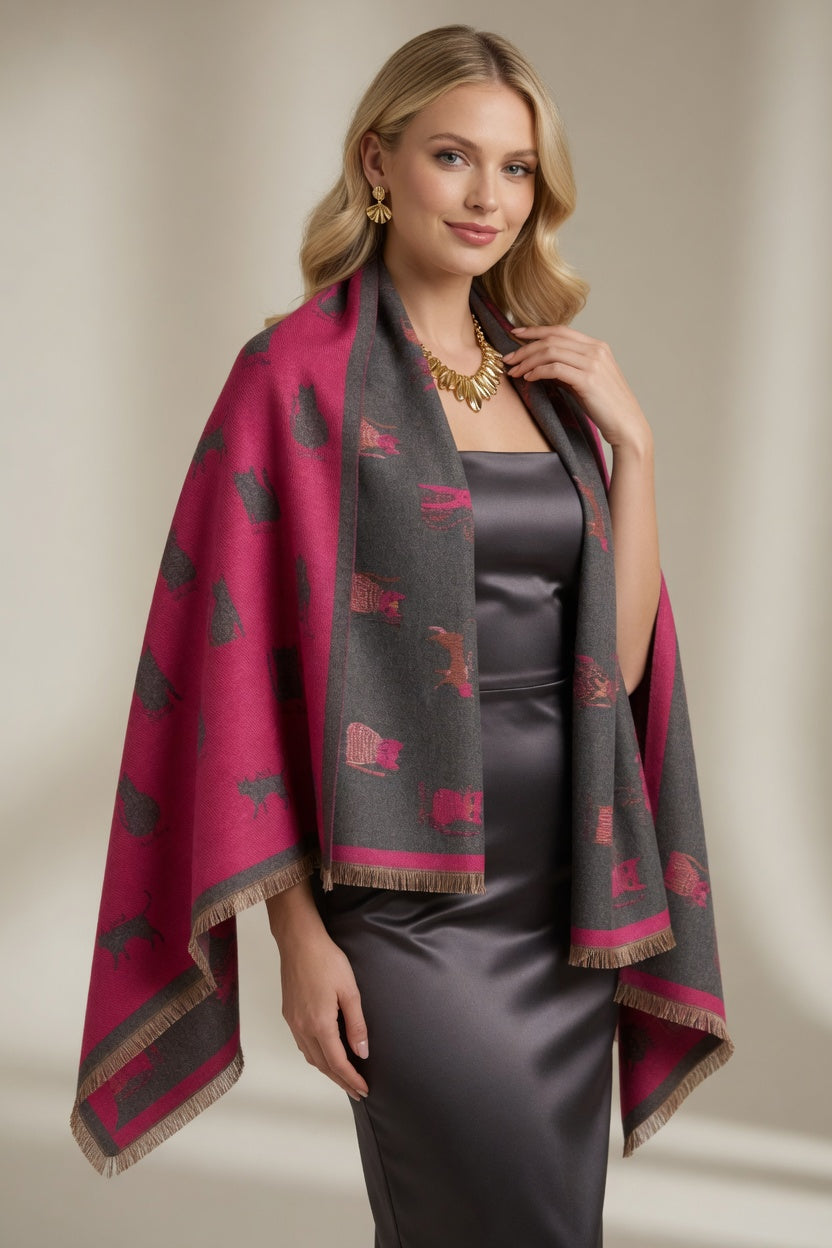 Cat Pattern Art Scarf – Playful Statement Wrap