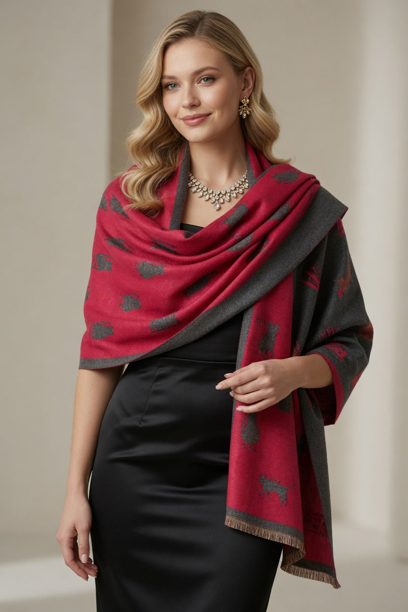 Cat Pattern Art Scarf – Playful Statement Wrap