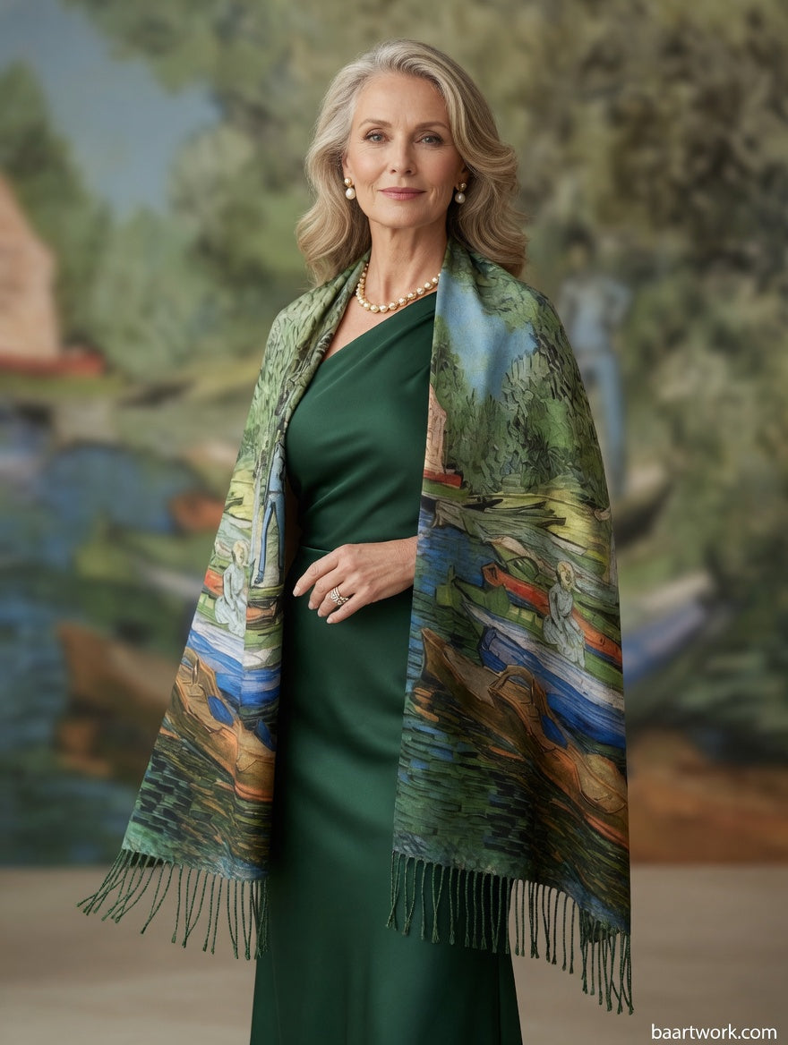 Fishing in Spring Art Scarf – Nature Scene Wrap