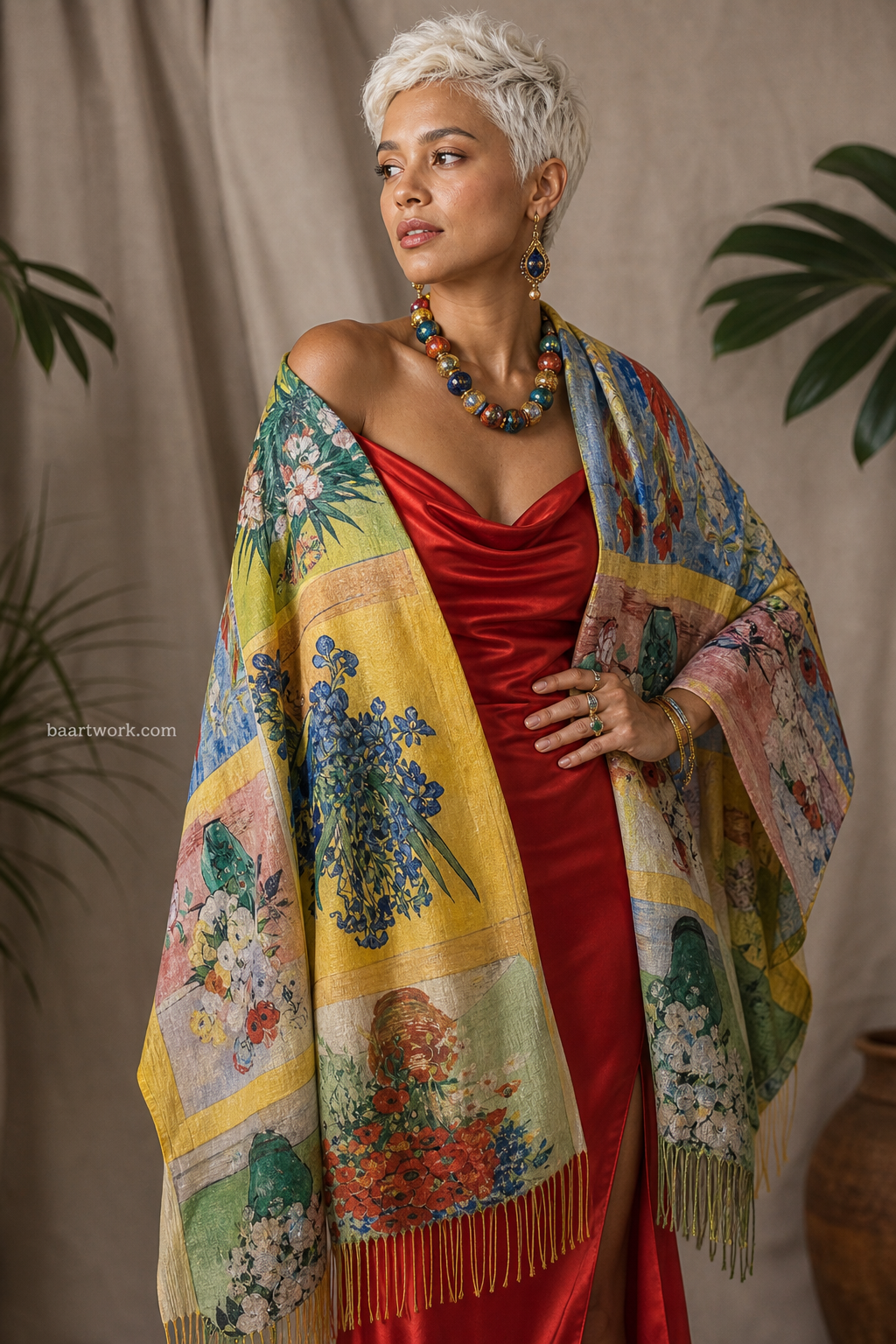 Floral Collage Art Scarf – Colorful Artistic Wrap
