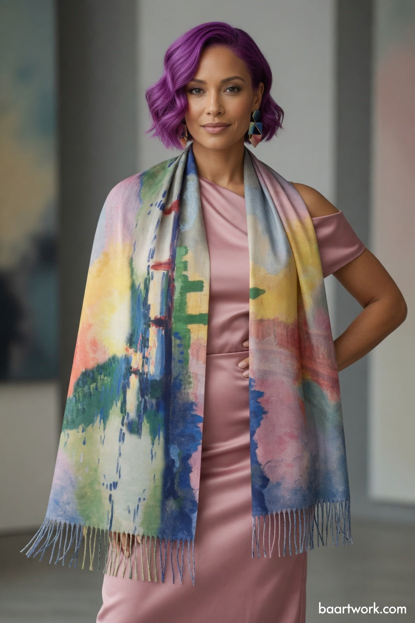 City Reflections Art Scarf – Modern Abstract Wrap