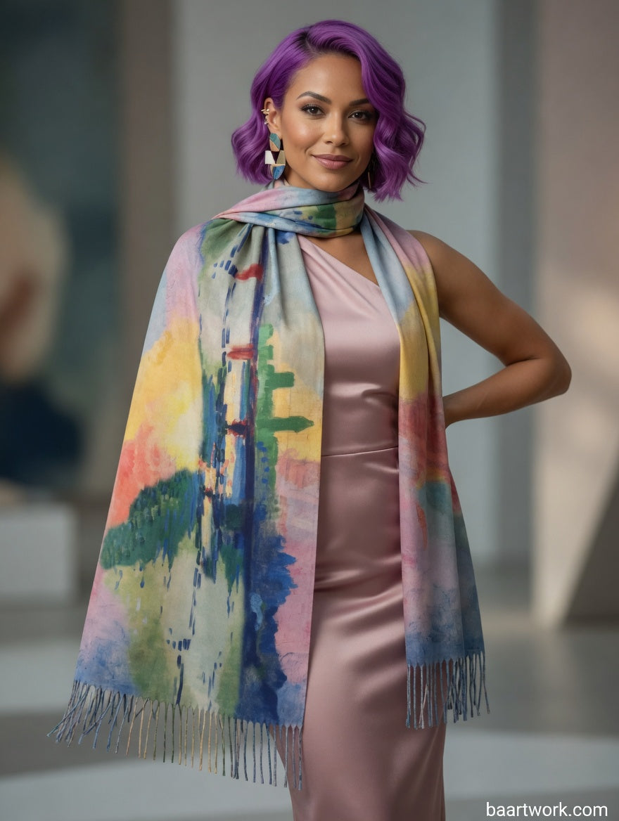 City Reflections Art Scarf – Modern Abstract Wrap