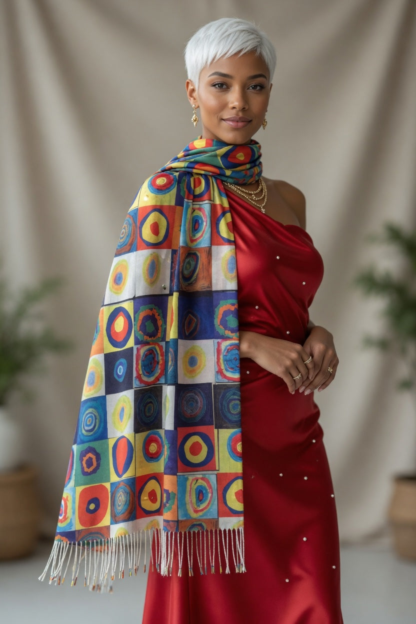 Geometric Color Block Scarf – Modern Design Wrap