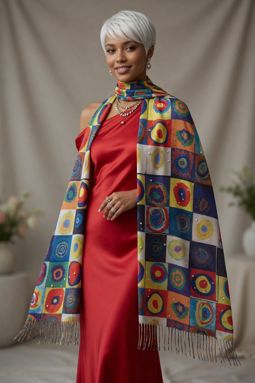 Geometric Color Block Scarf – Modern Design Wrap
