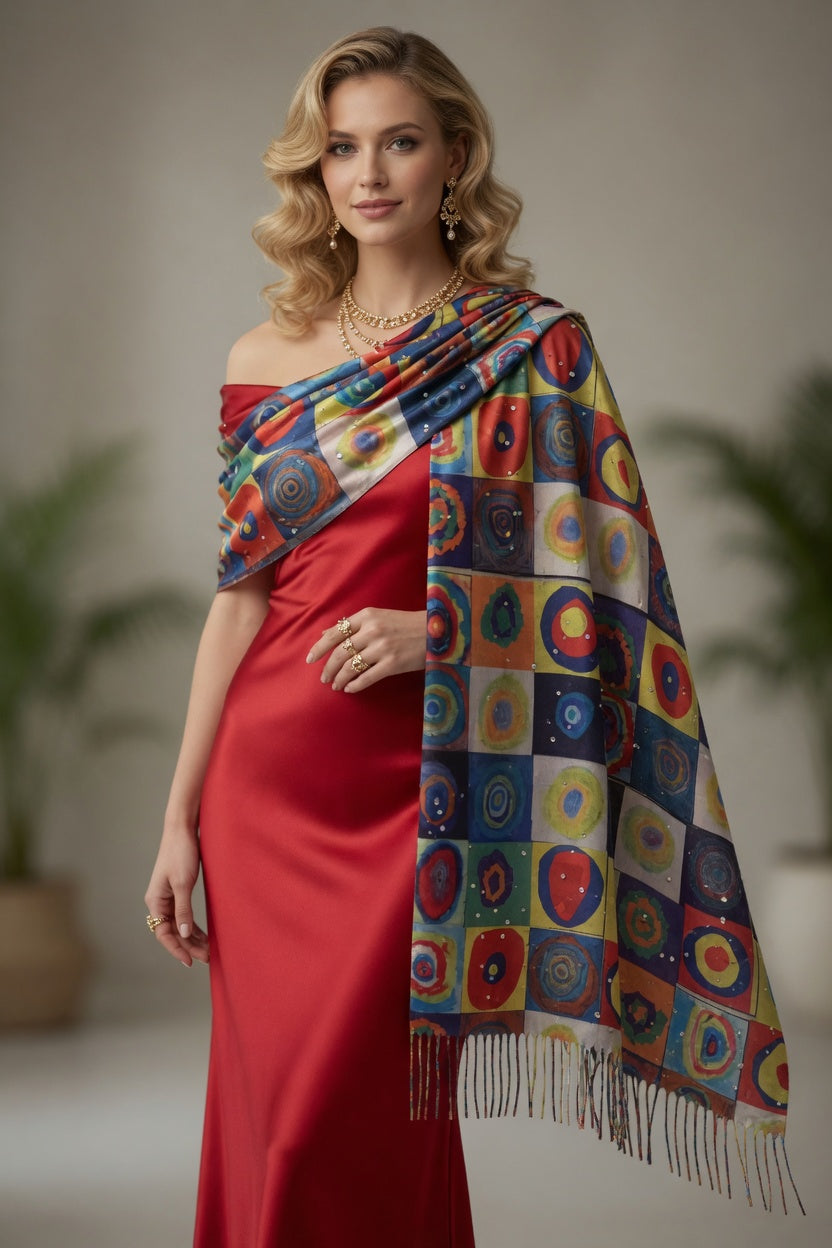 Geometric Color Block Scarf – Modern Design Wrap