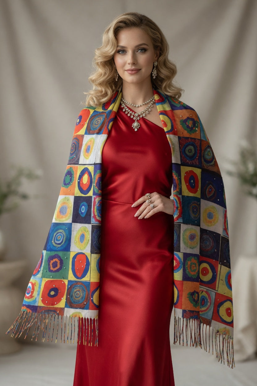 Geometric Color Block Scarf – Modern Design Wrap