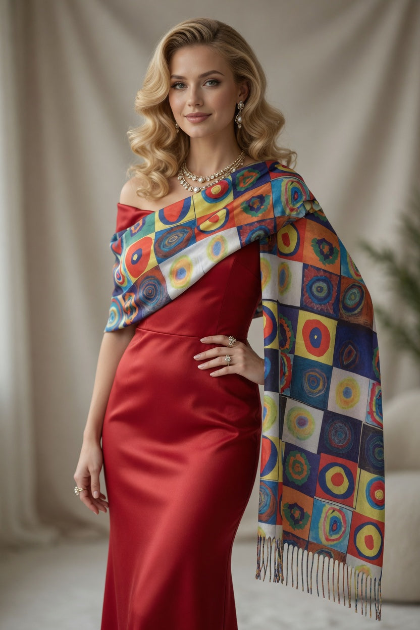 Geometric Color Block Scarf – Modern Design Wrap
