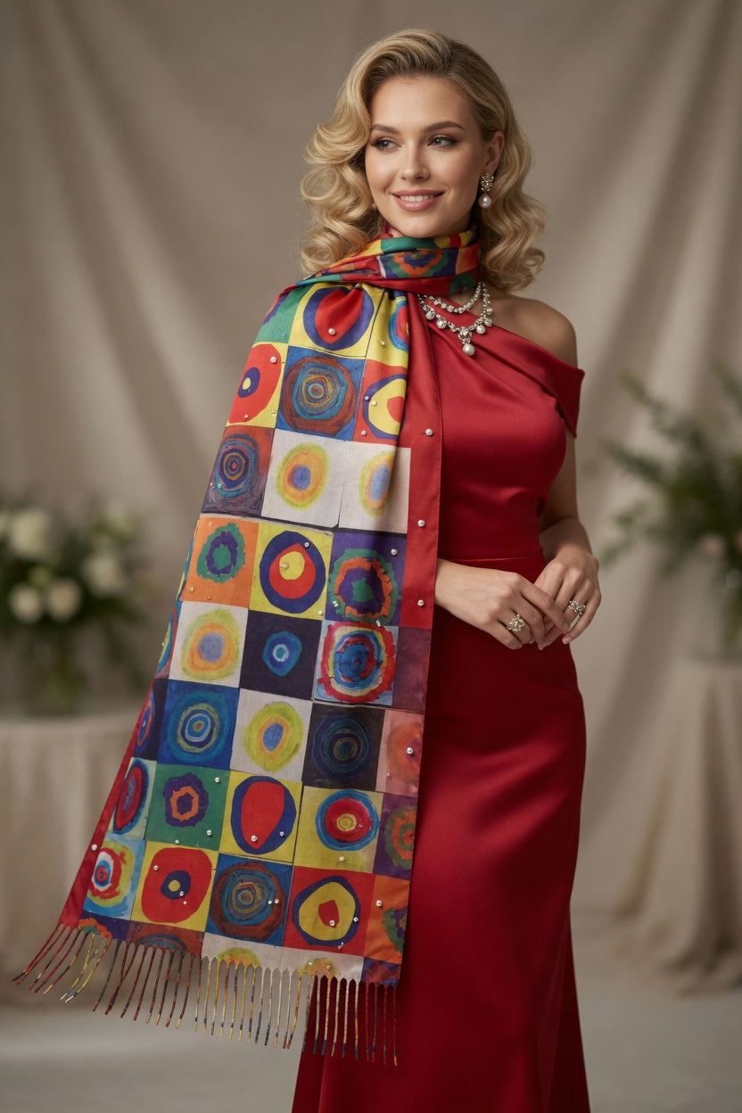 Geometric Color Block Scarf – Modern Design Wrap