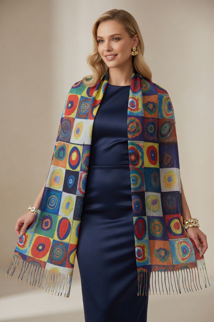 Geometric Color Block Scarf – Modern Design Wrap