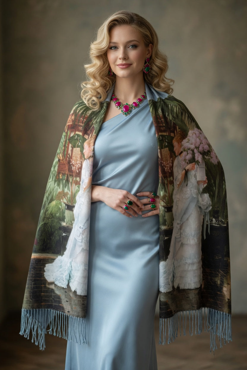 In the Conservatory Art Scarf – Garden Elegance Wrap