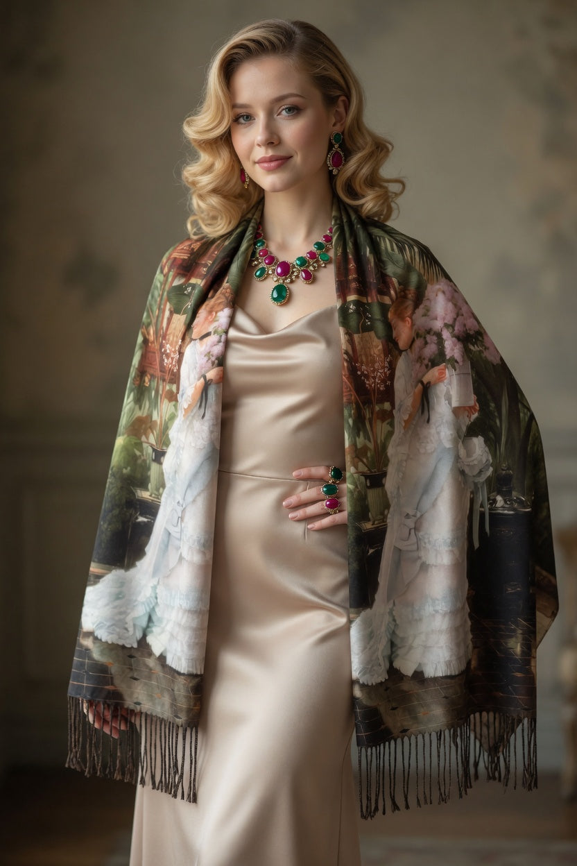 In the Conservatory Art Scarf – Garden Elegance Wrap