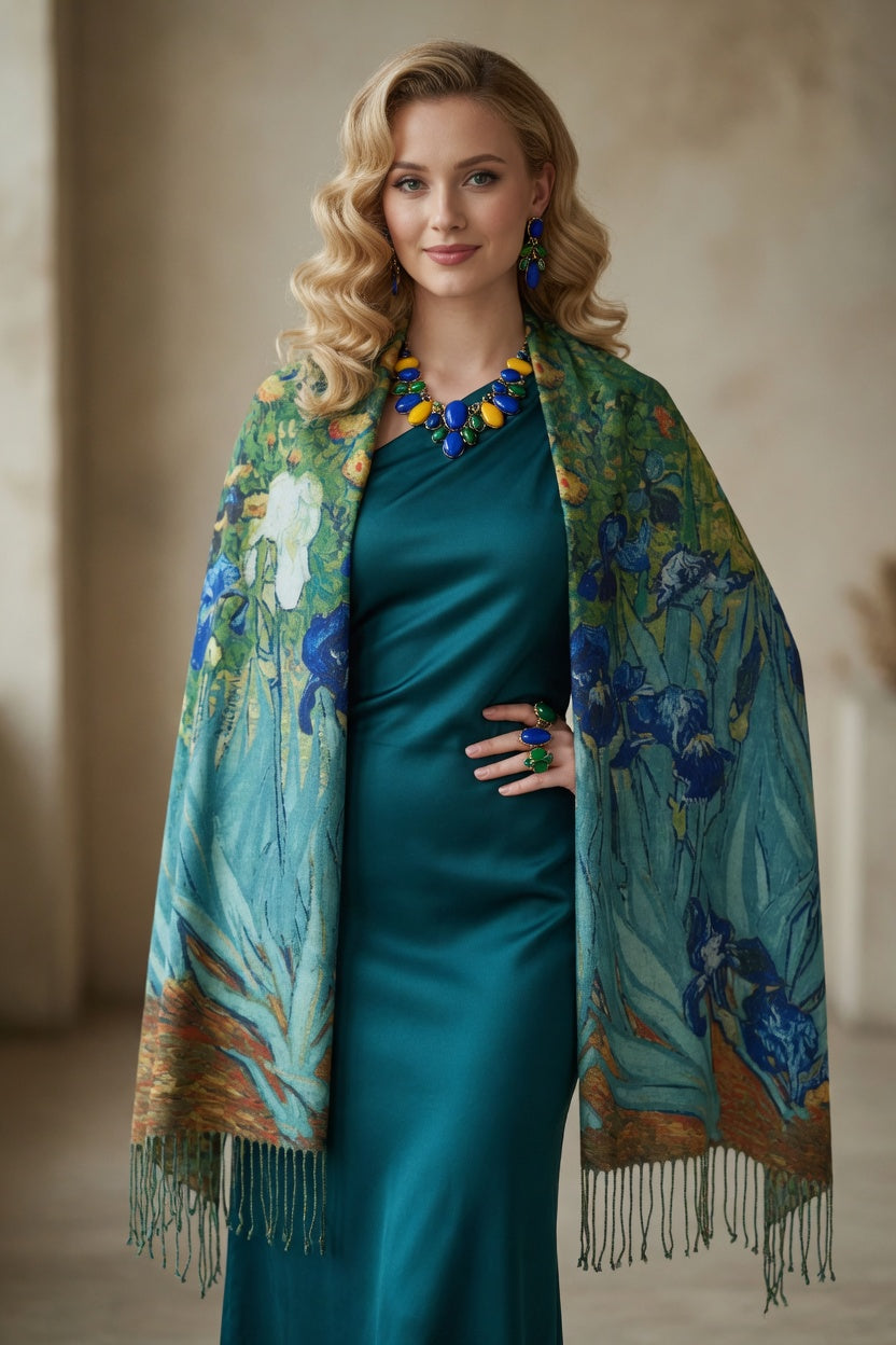 Irises Garden Art Scarf – Soft Floral Wrap