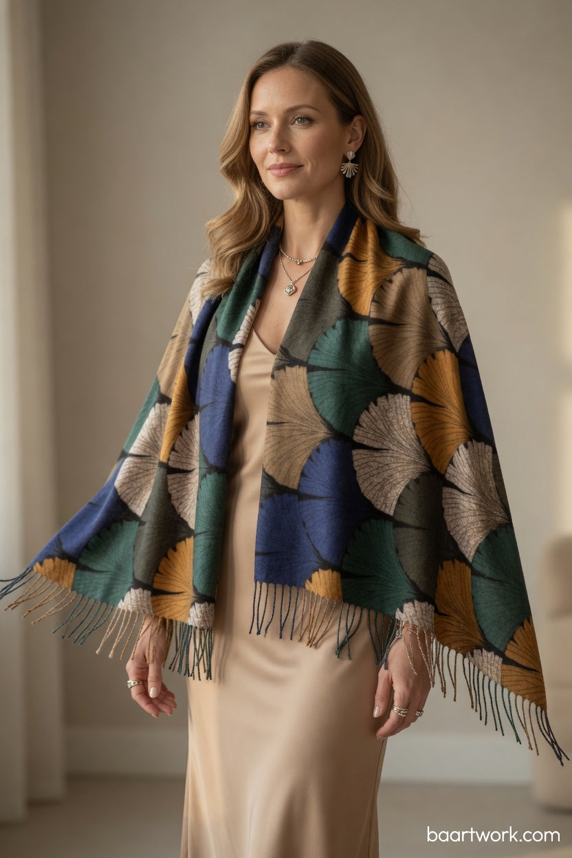 Nature Leaf Shawl – Organic Pattern Wrap