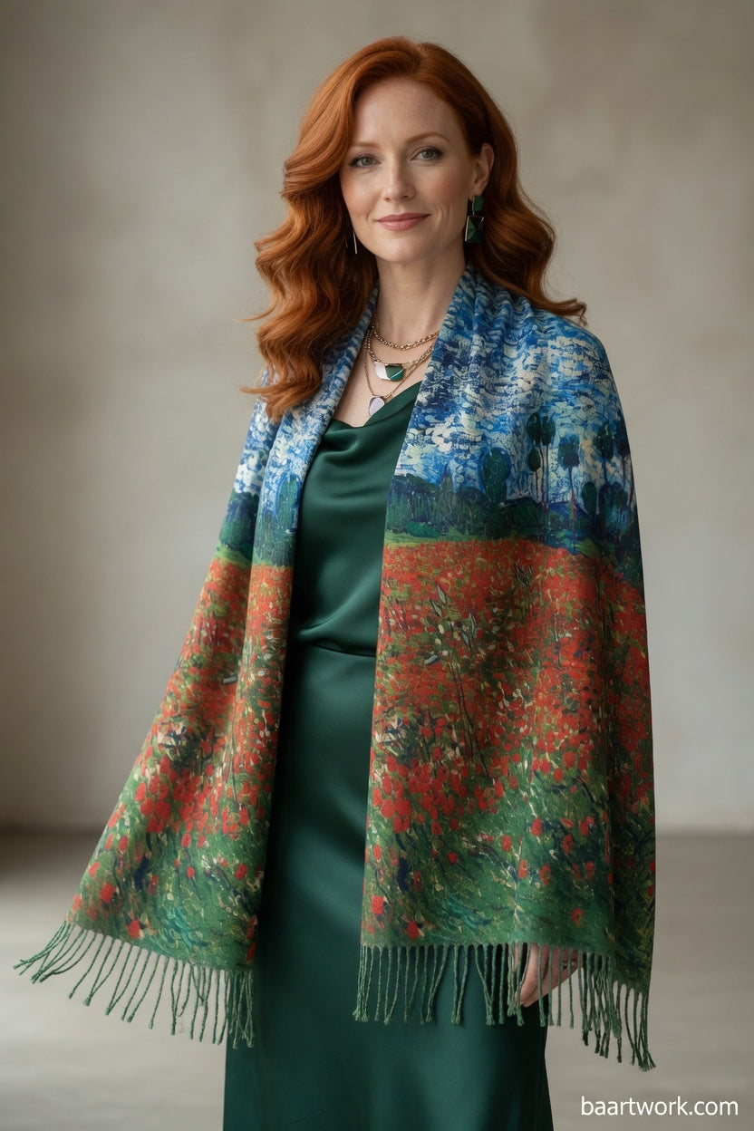 Poppy Luxe Shawl – Elegant Floral Statement