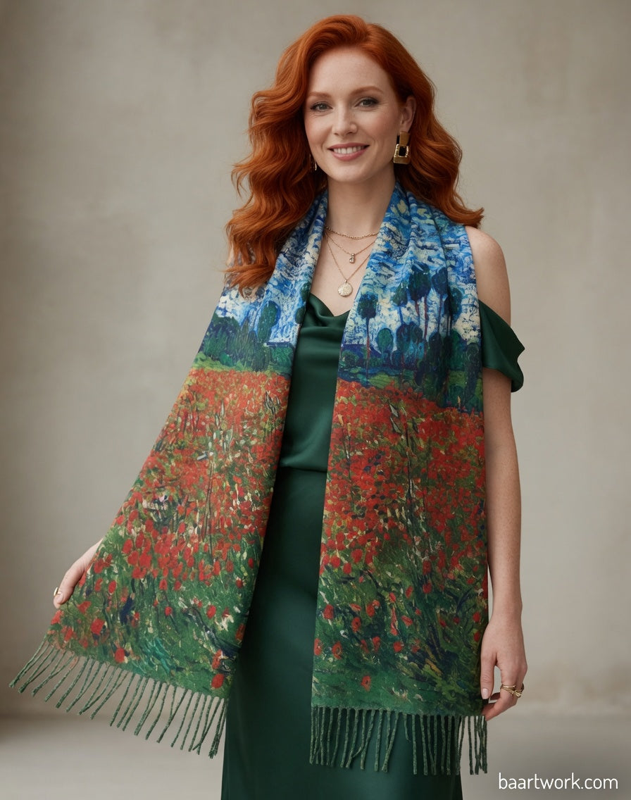 Poppy Luxe Shawl – Elegant Floral Statement