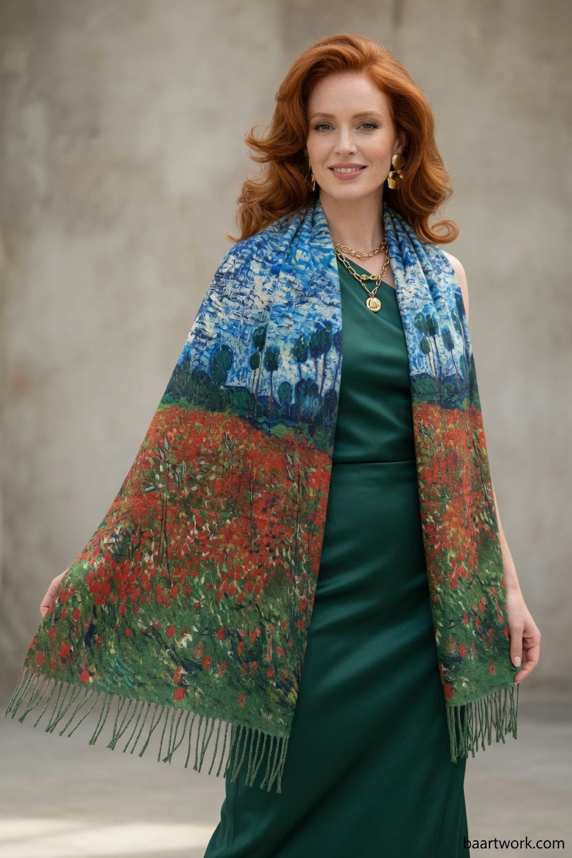Poppy Luxe Shawl – Elegant Floral Statement
