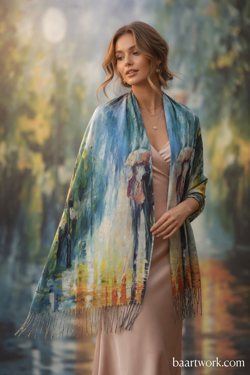 Rainy Street Art Scarf – Romantic City Wrap