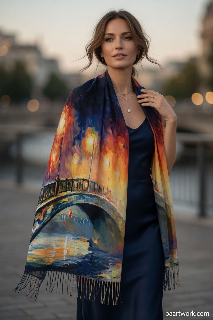 Romantic Cityscape Scarf – Elegant Urban Wrap