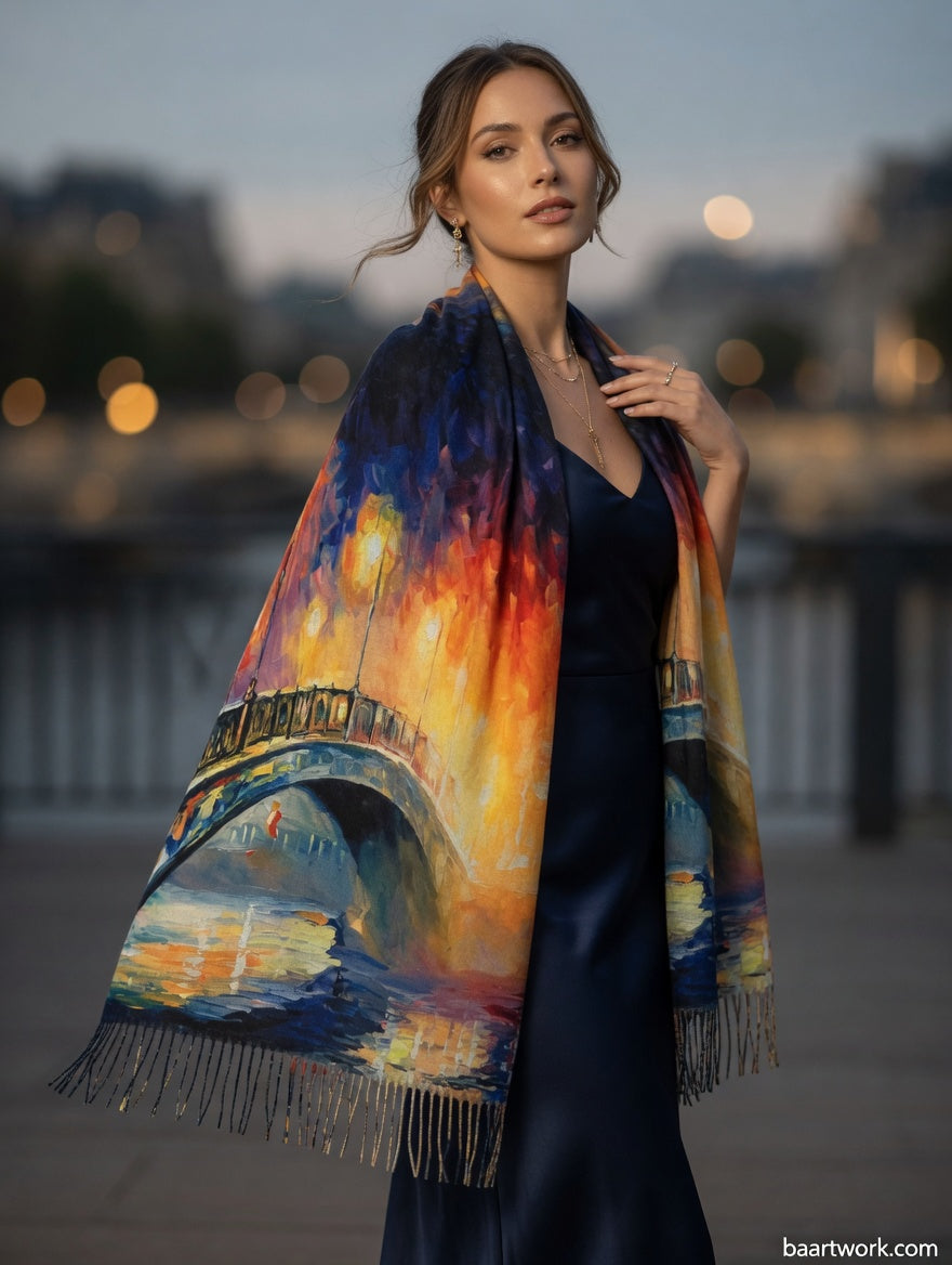 Romantic Cityscape Scarf – Elegant Urban Wrap