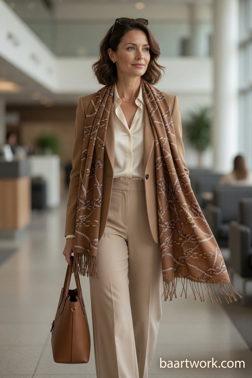 Rope Chain Pattern Scarf – Classic Motif Wrap