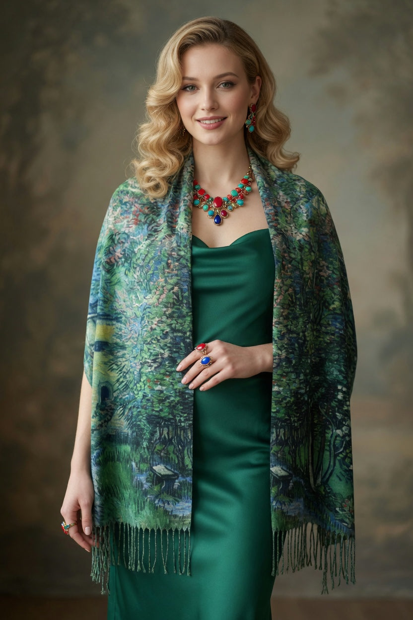 Garden at Saint-Remy Art Scarf – Expressive Landscape Wrap
