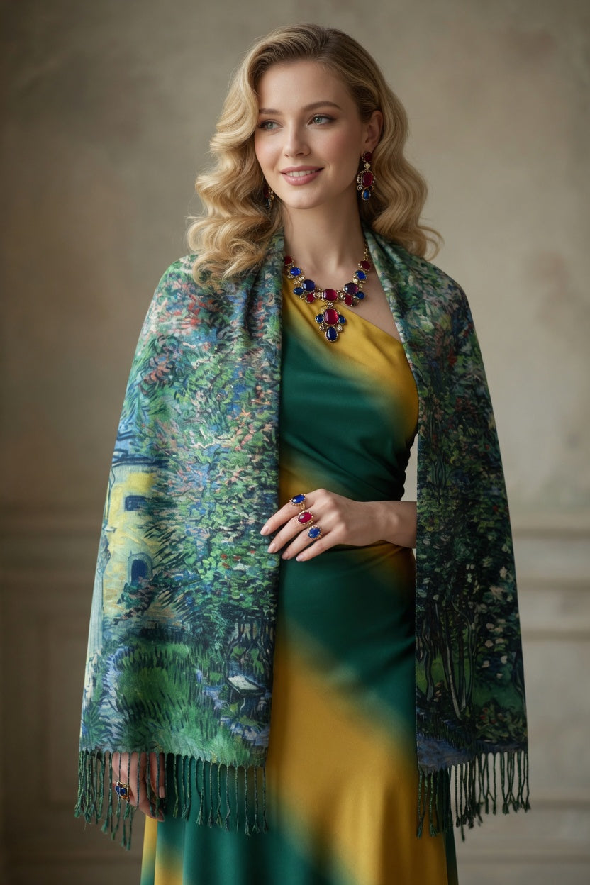 Garden at Saint-Remy Art Scarf – Expressive Landscape Wrap