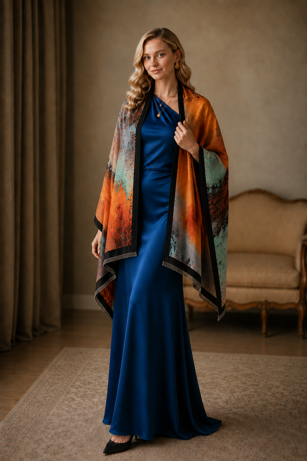 Autumn Beach Sunset Premium Scarf