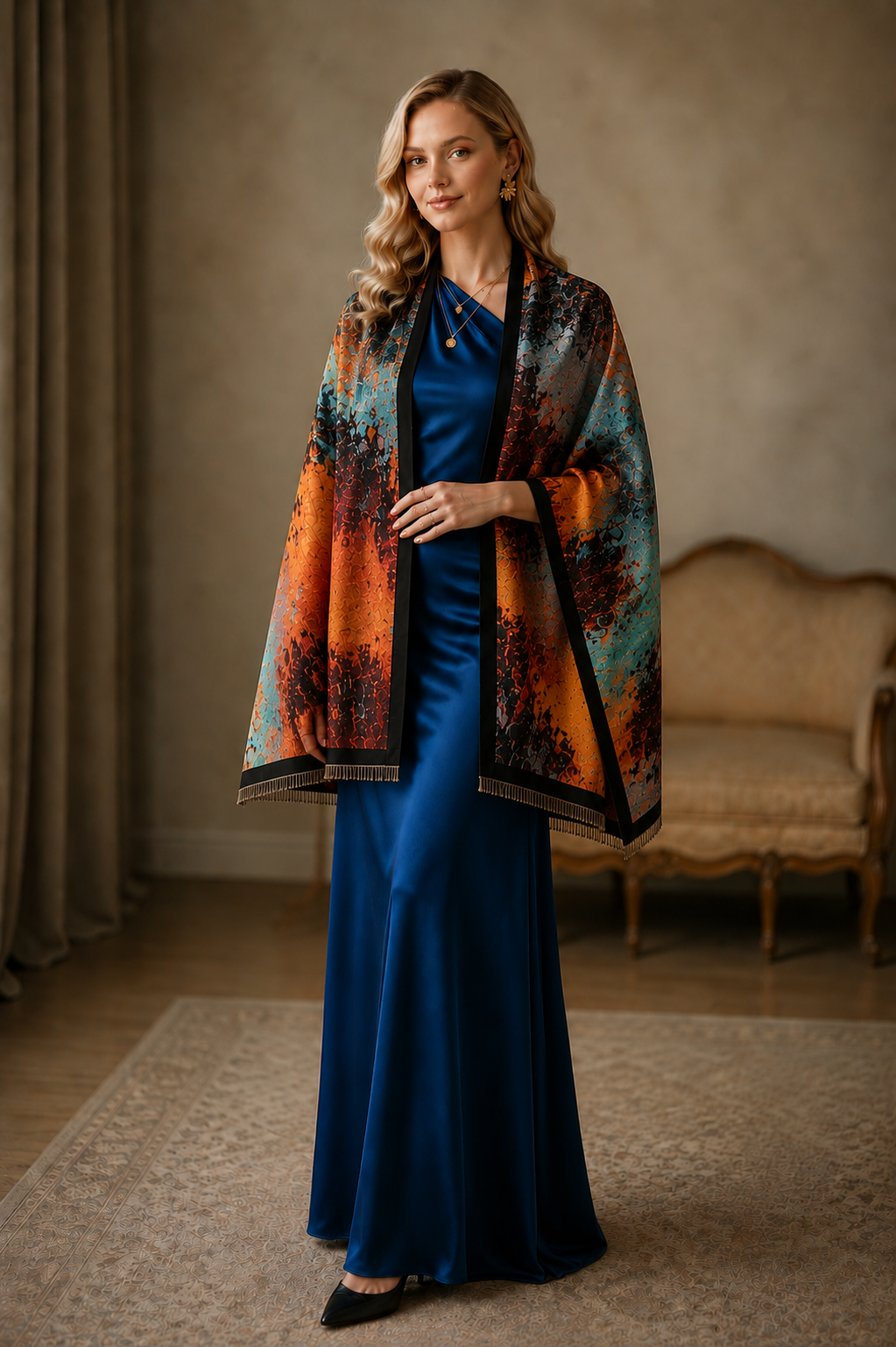 Autumn Beach Sunset Premium Scarf