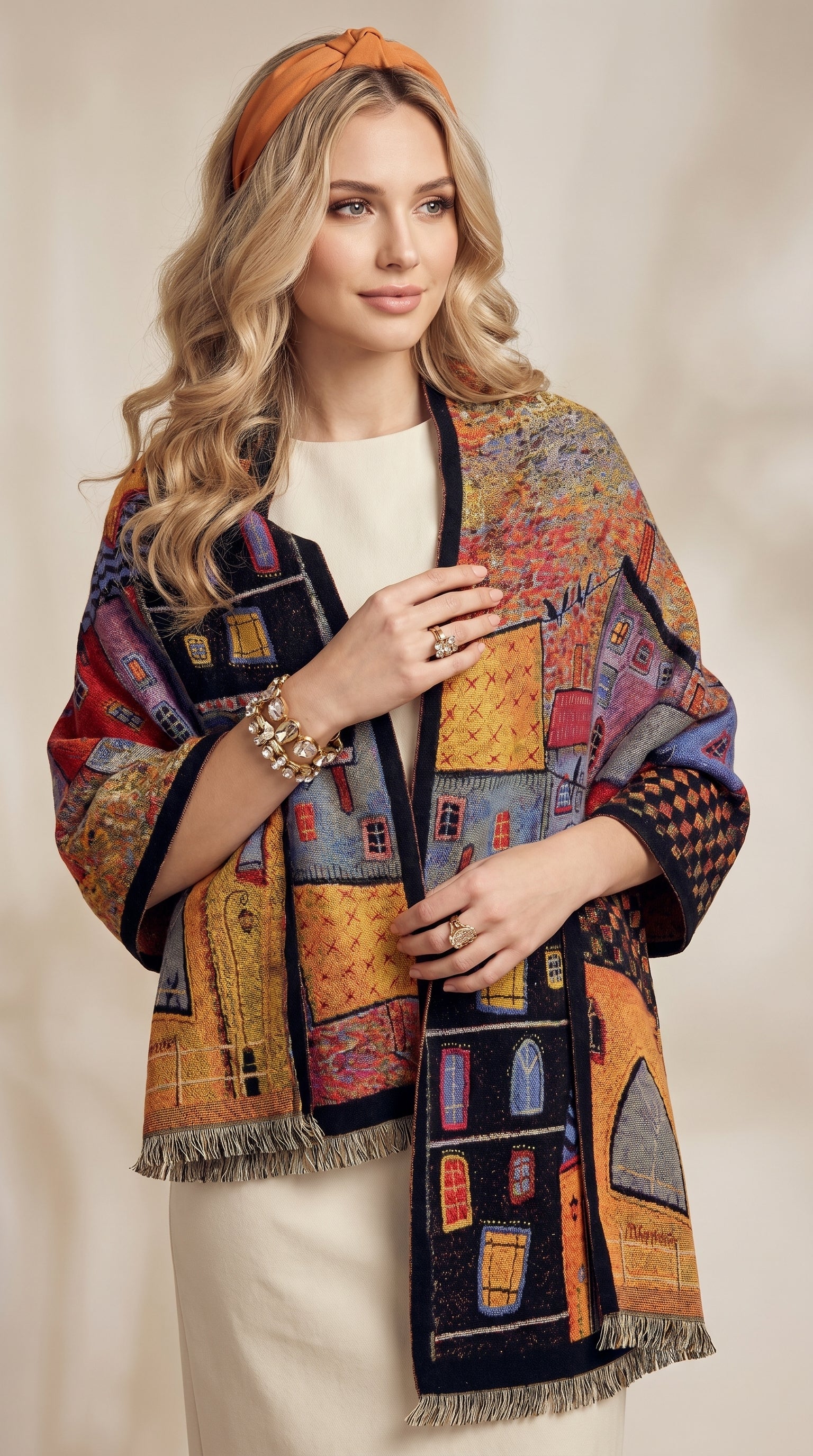 City Whimsical City Homes Premium Scarf