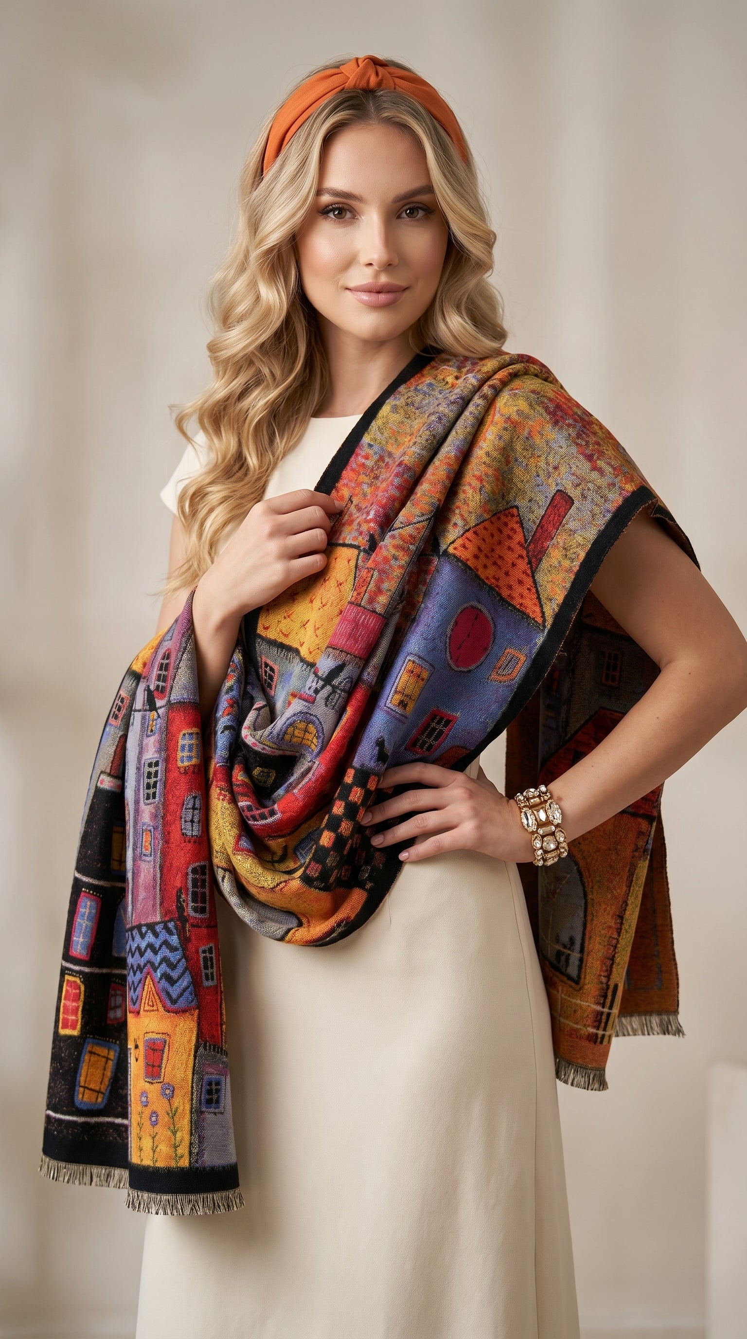City Whimsical City Homes Premium Scarf