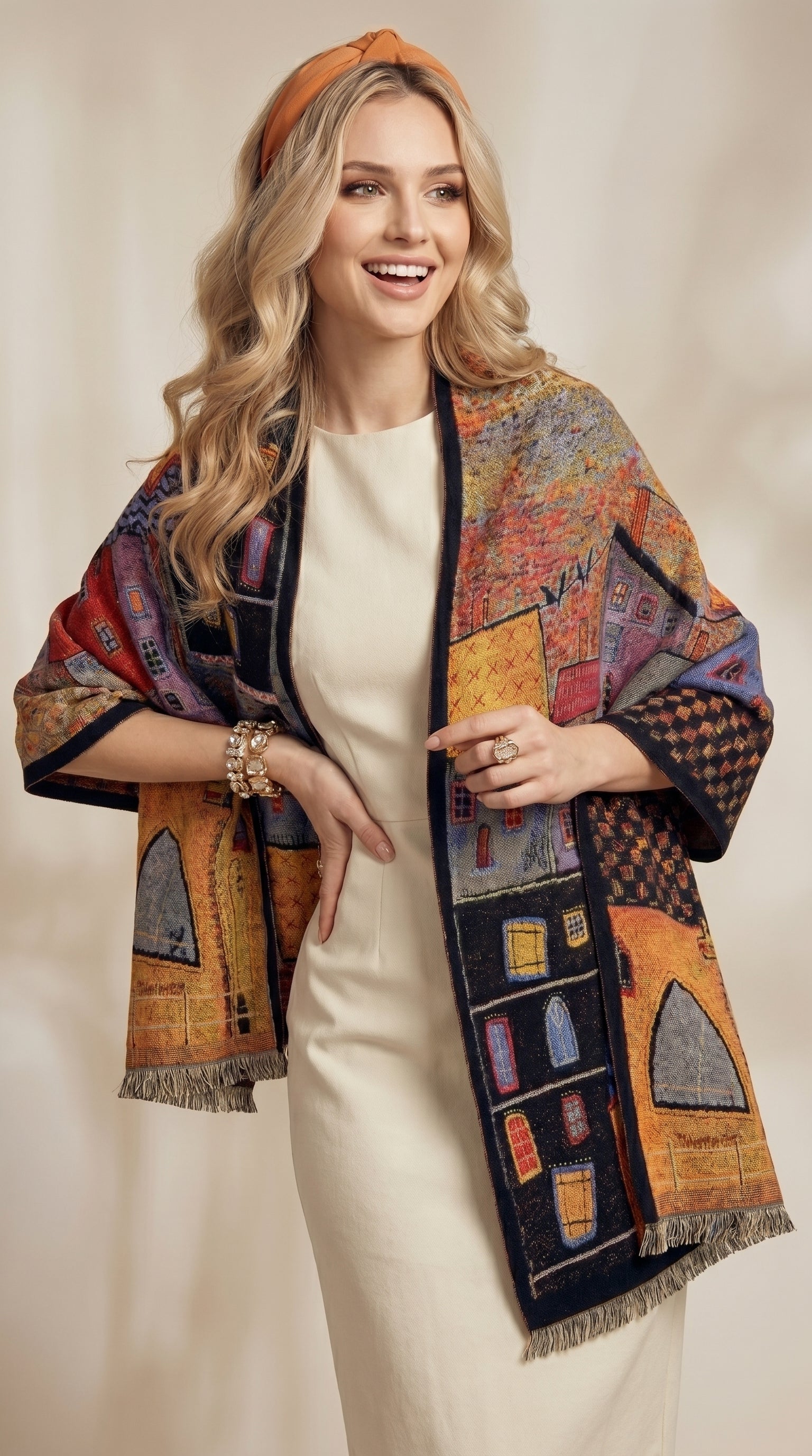 City Whimsical City Homes Premium Scarf