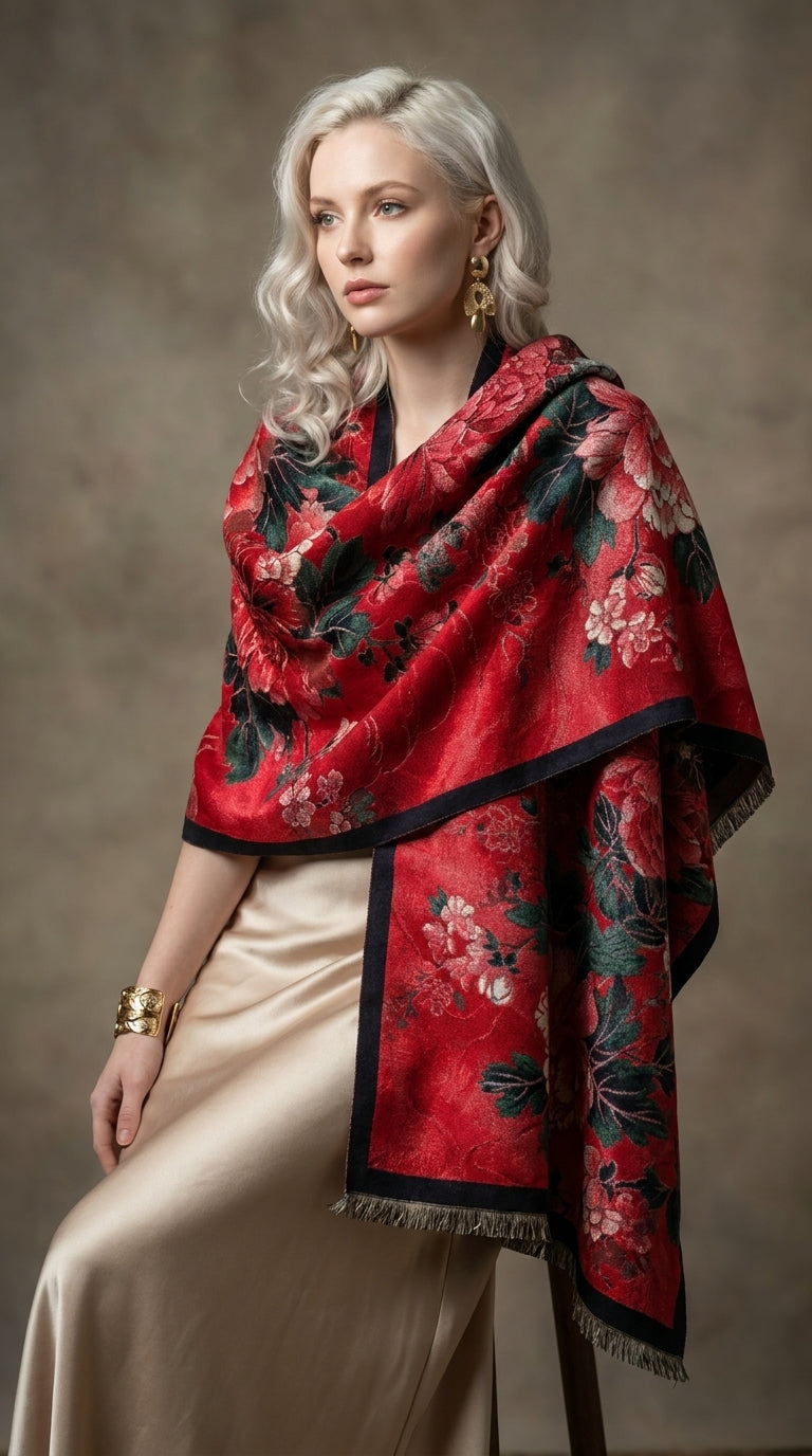 Imperial Peony Premium Scarf