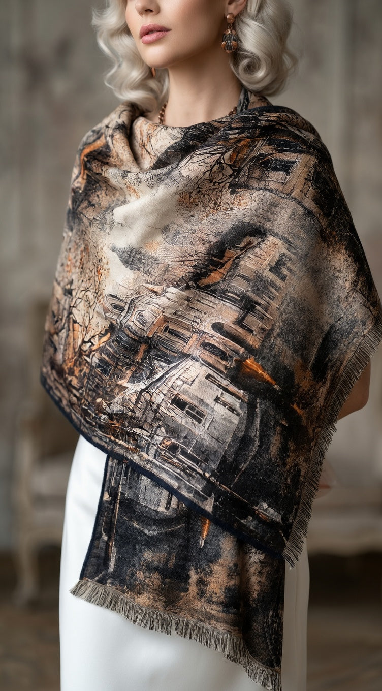 Old Town in Winter Premium Scarf