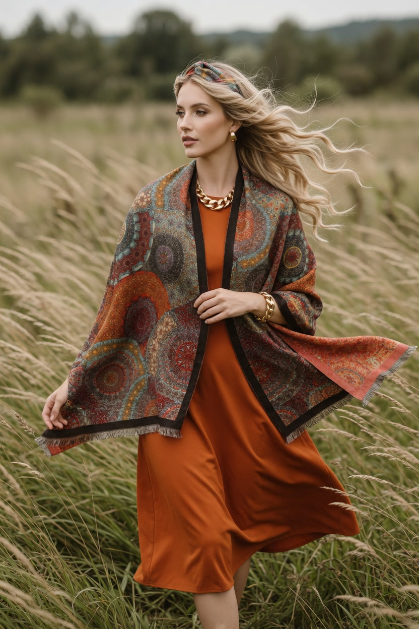 Overlapping Flower Premium Scarf