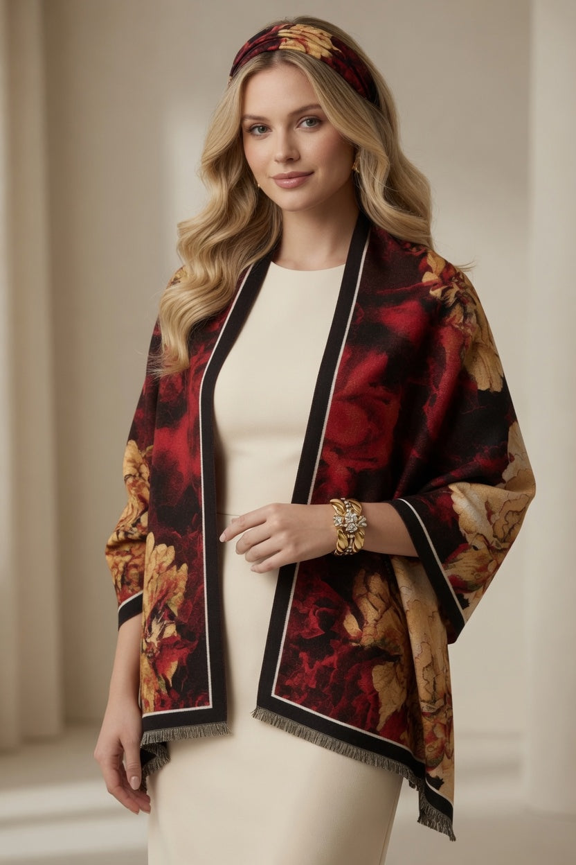 Peony Flowers Premium Scarf