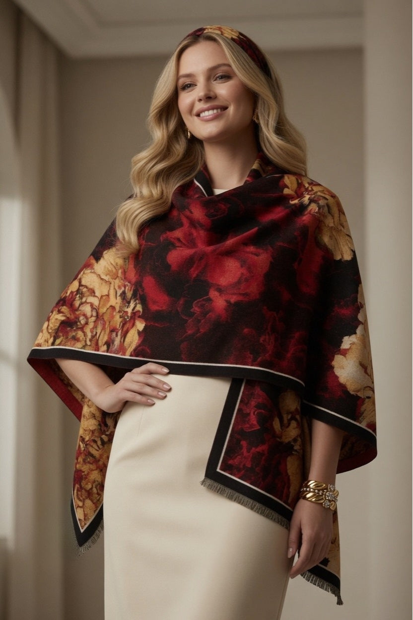 Peony Flowers Premium Scarf