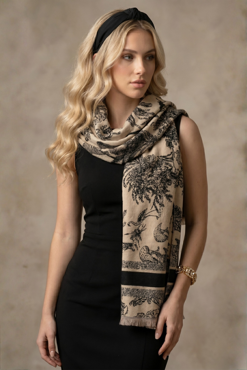 Safari Black Ivory Premium Scarf