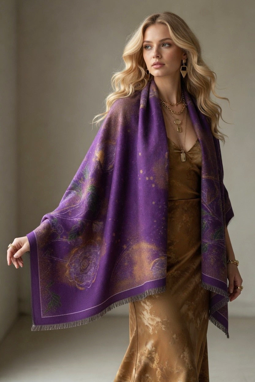 Shimmering Roses Purple Premium Scarf