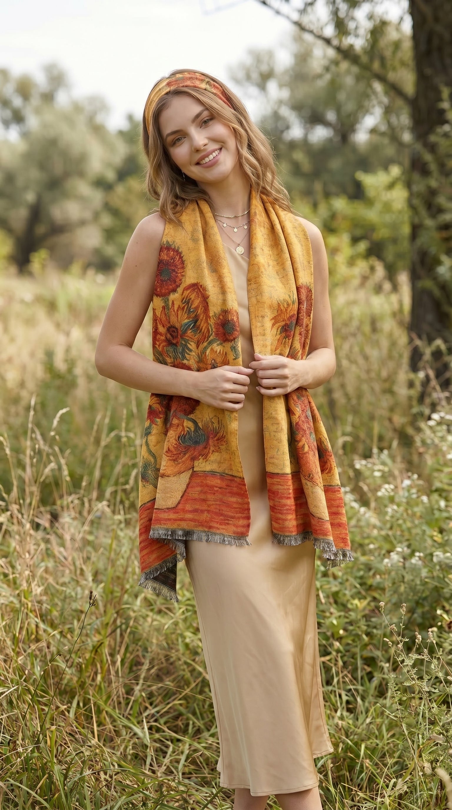 Sunflowers in a Vase Premium Scarf