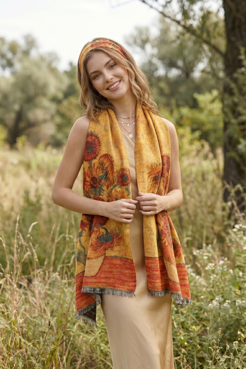 Sunflowers in a Vase Premium Scarf