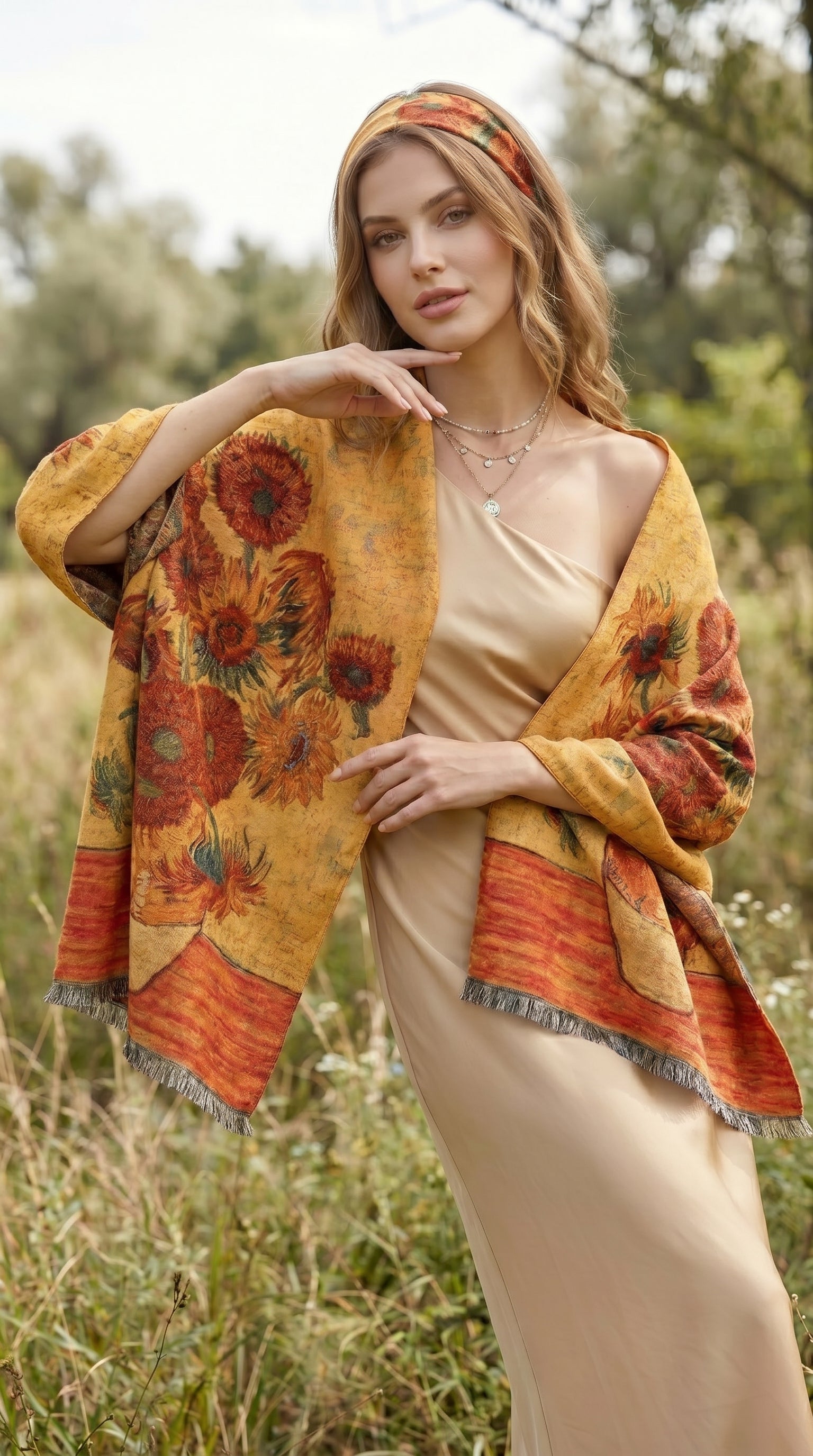 Sunflowers in a Vase Premium Scarf