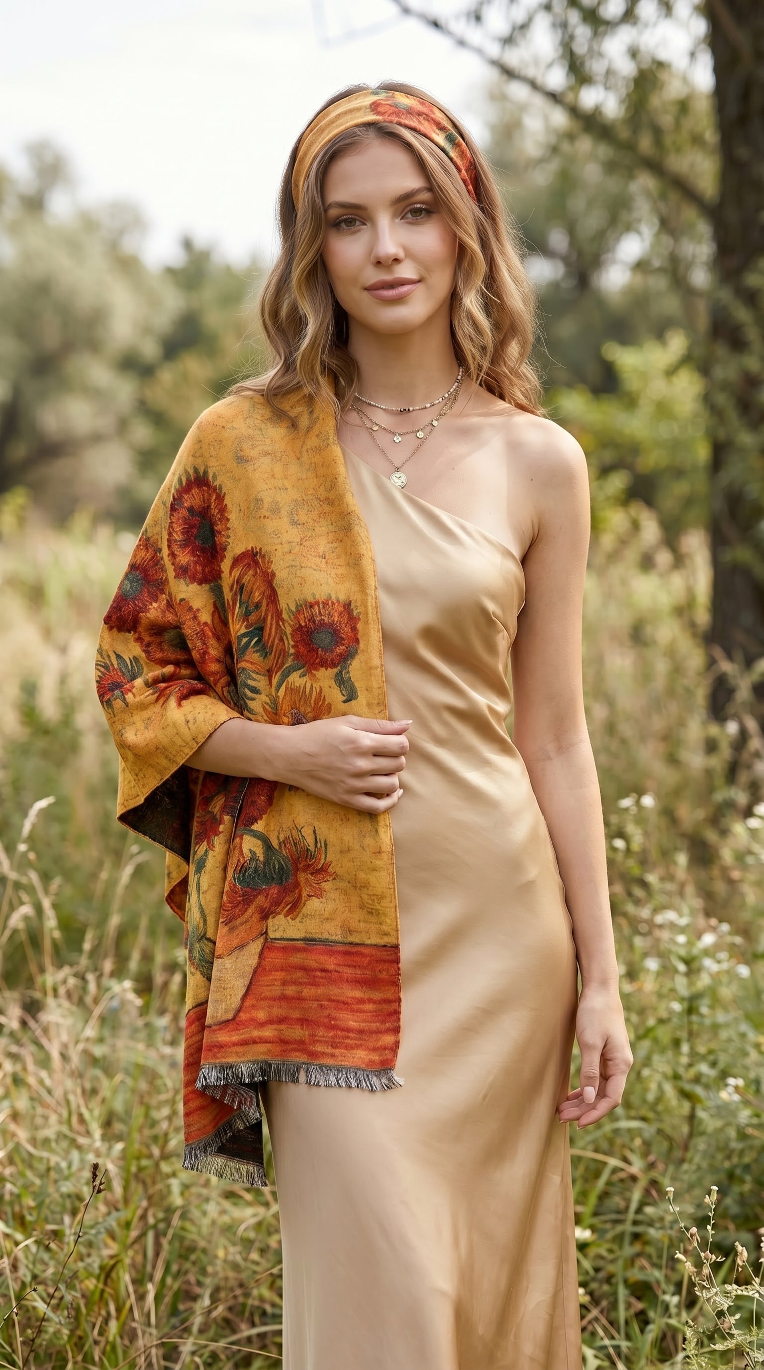 Sunflowers in a Vase Premium Scarf