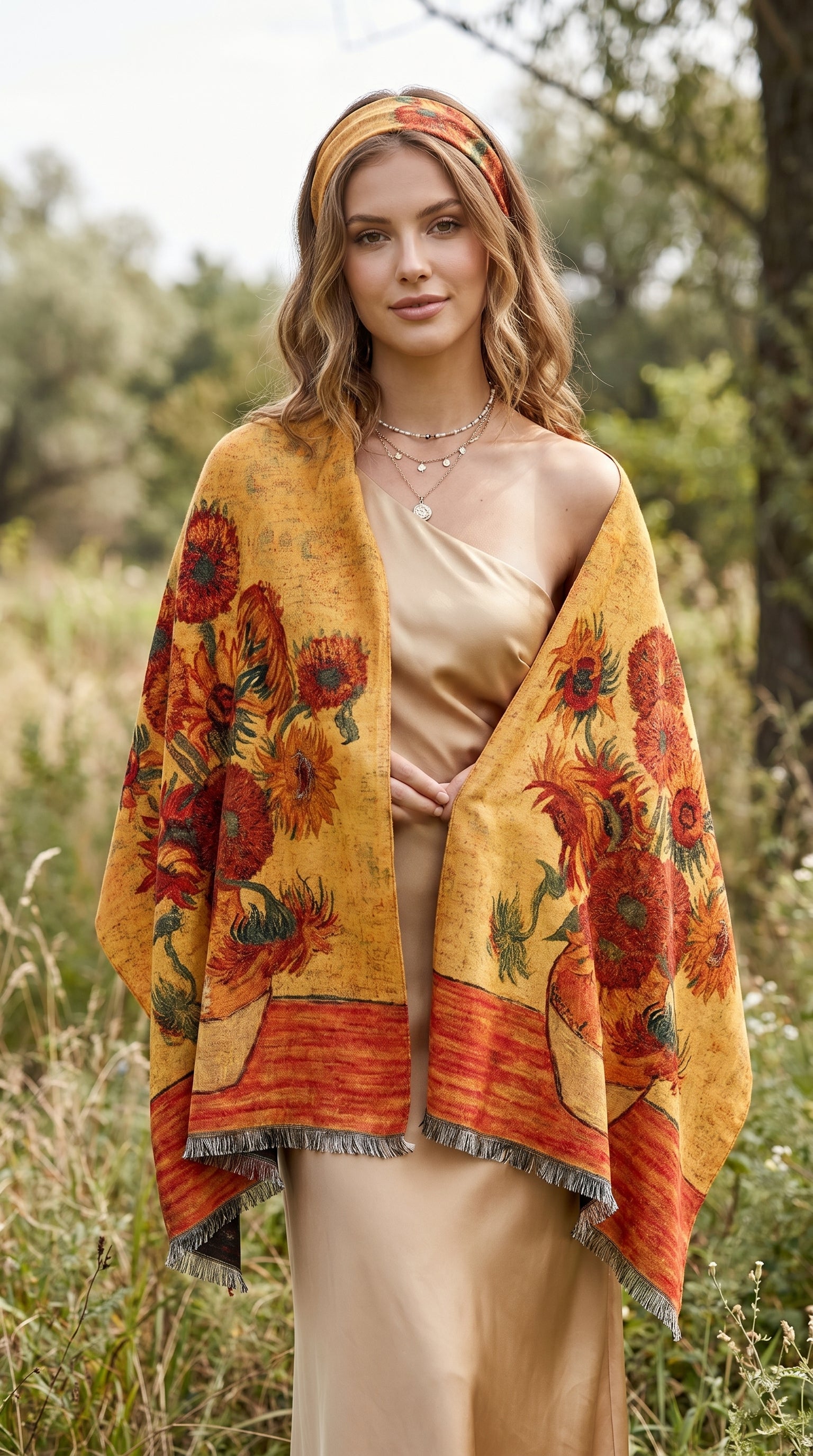 Sunflowers in a Vase Premium Scarf