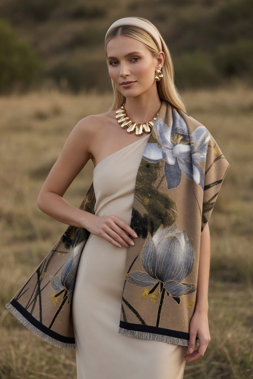 Sunset Water Lily Premium Scarf