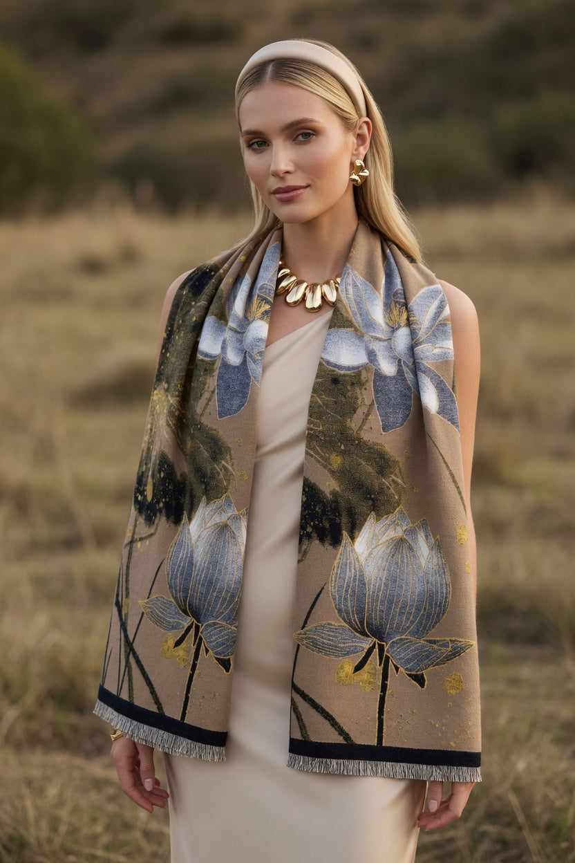 Sunset Water Lily Premium Scarf
