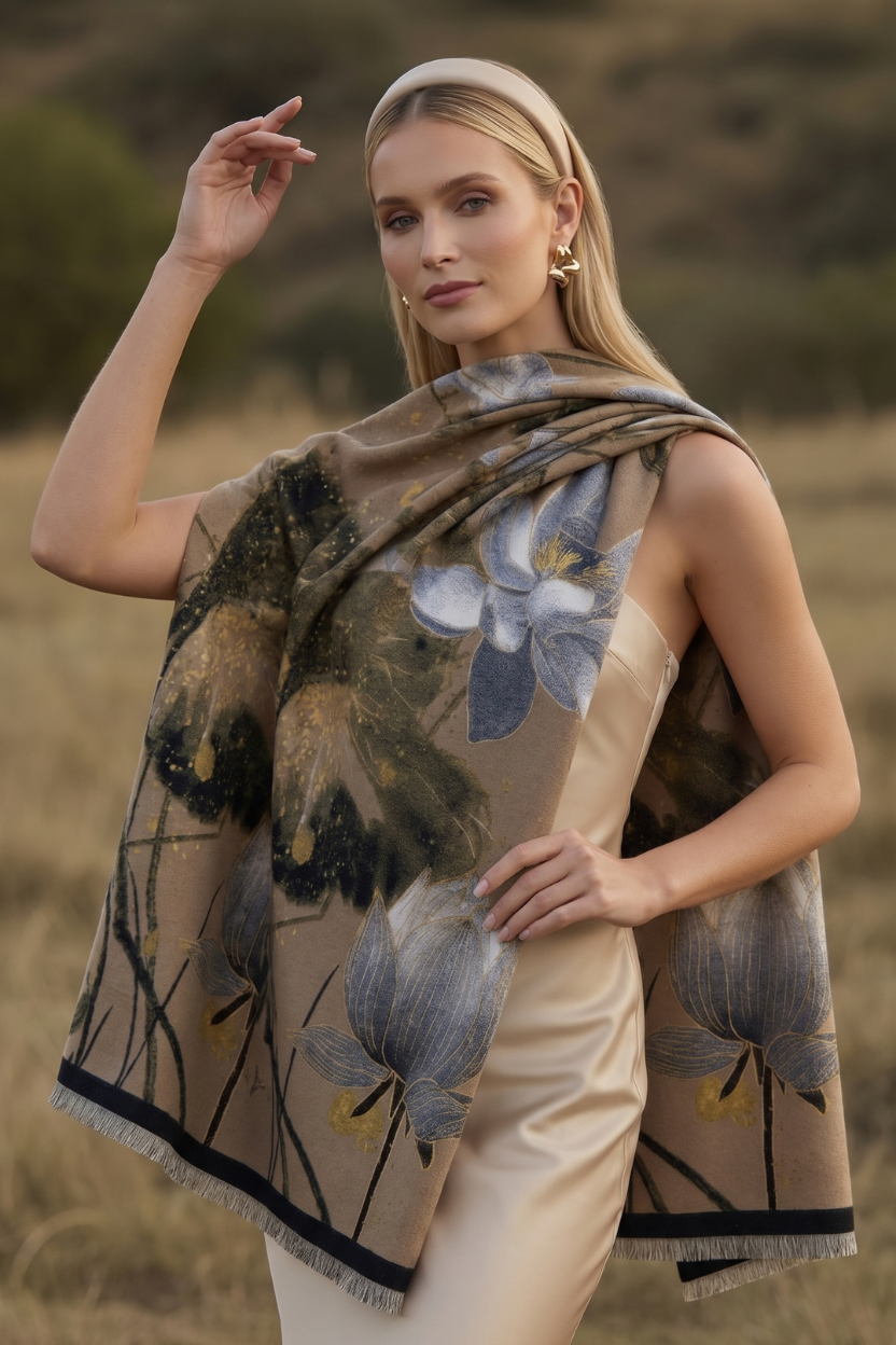 Sunset Water Lily Premium Scarf