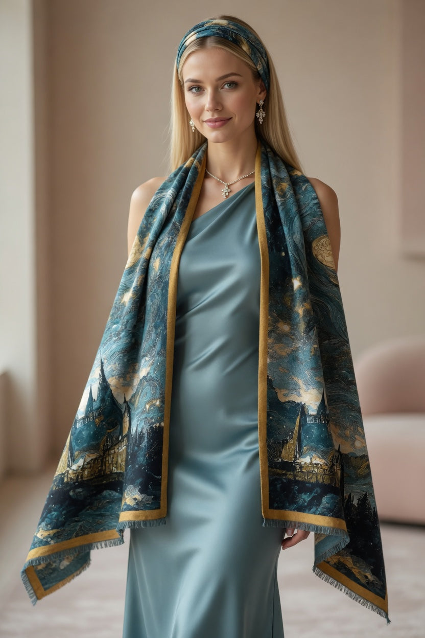 Vintage Starry Night Premium Scarf