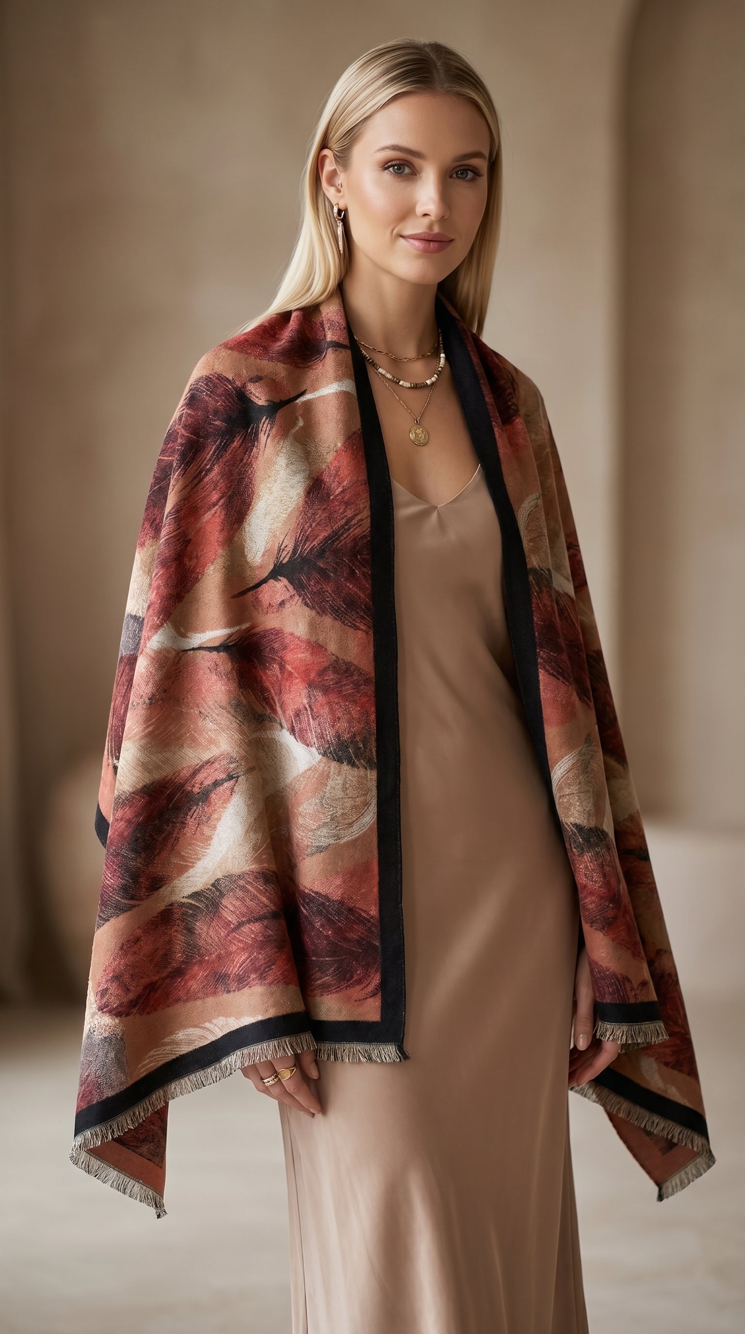 Warm Feather Brown Premium Scarf