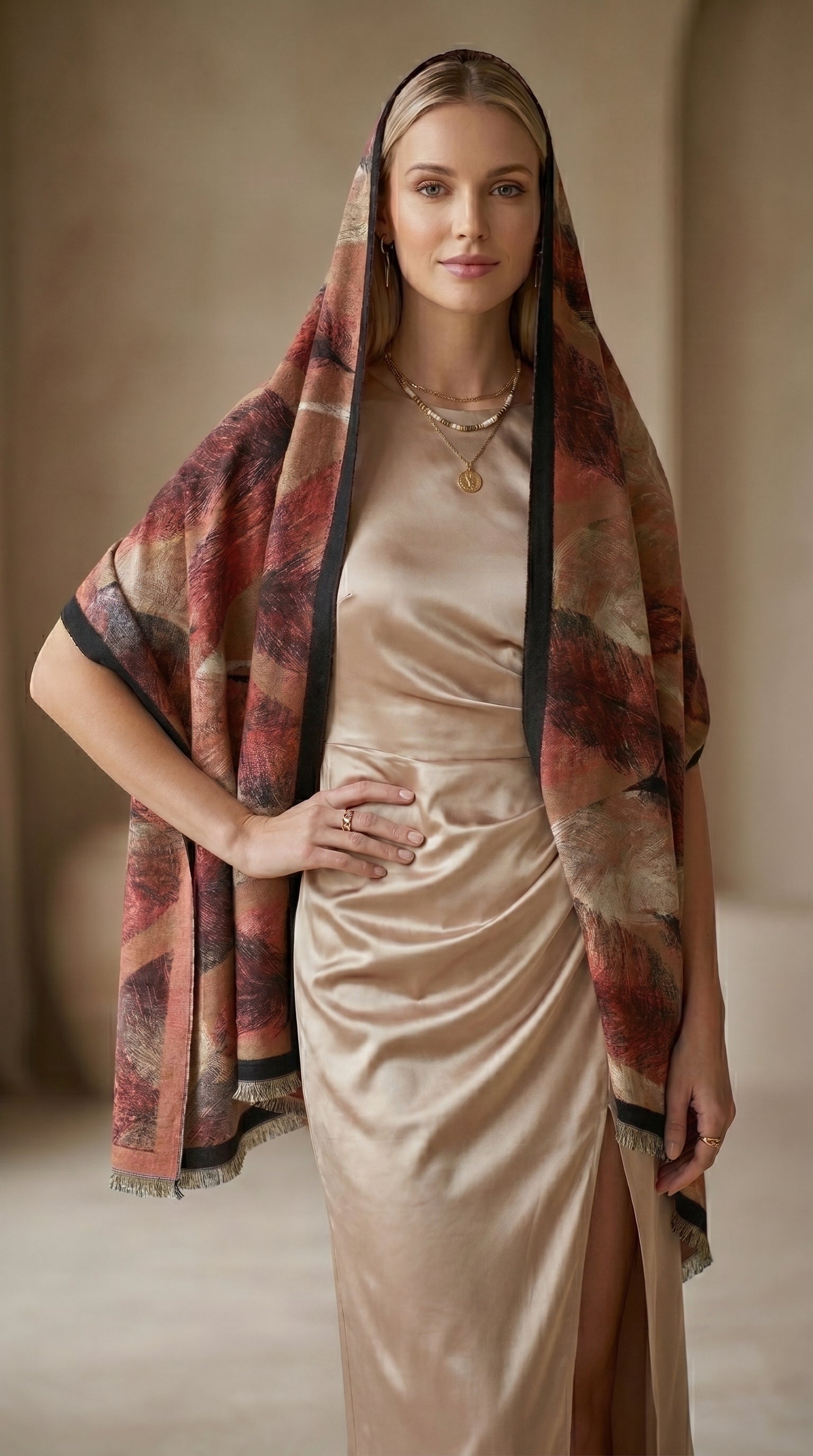 Warm Feather Brown Premium Scarf