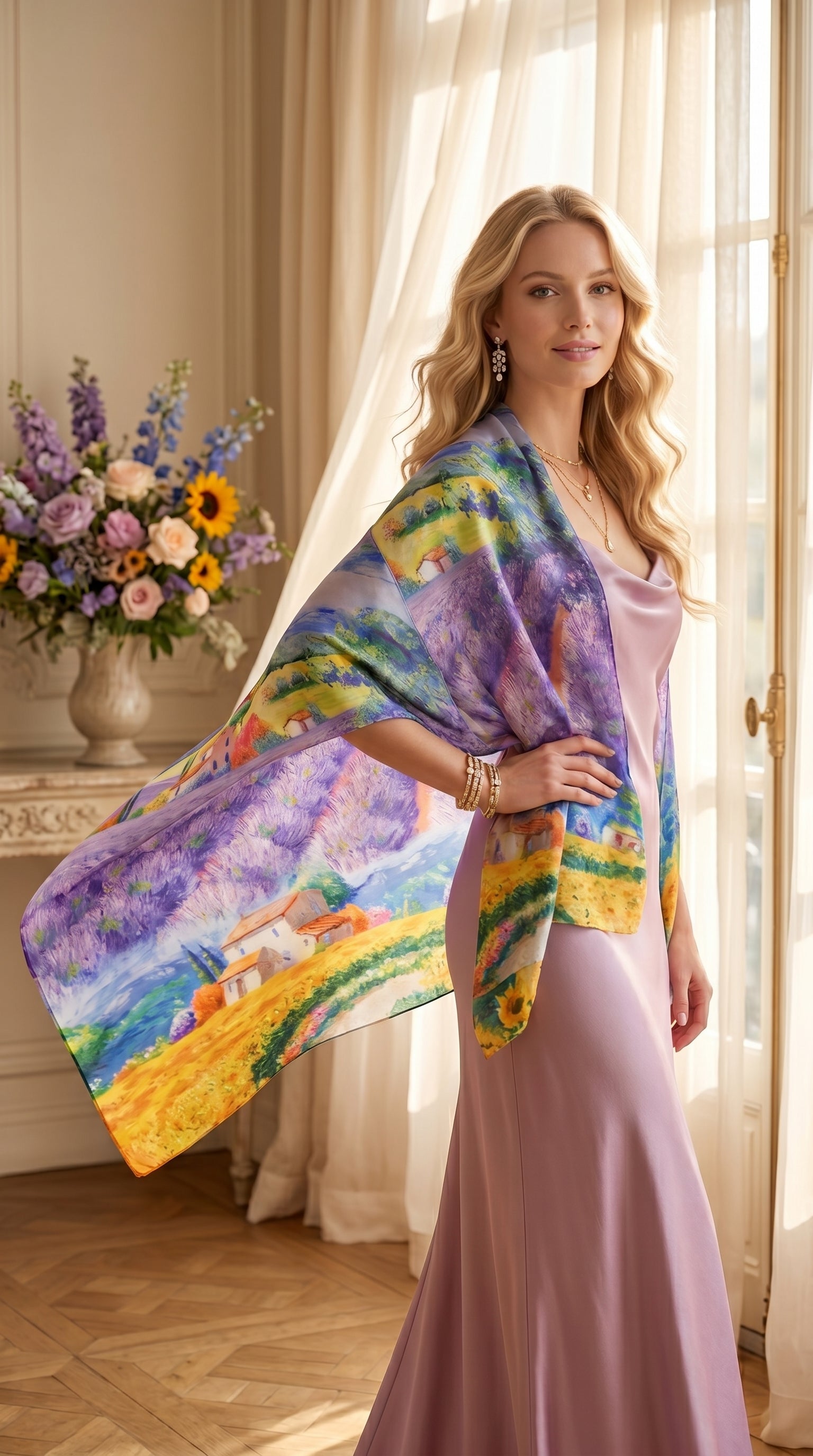 Abstract Seascape Silky Art Scarf